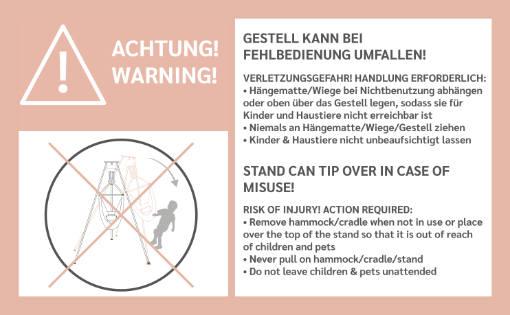 Wichtiger Sicherhinweis für Gestelle